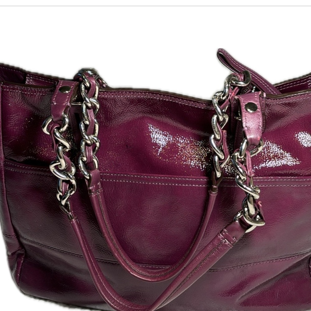COACH shoulder tote bag, Burgundy, - Picture 2 of 5